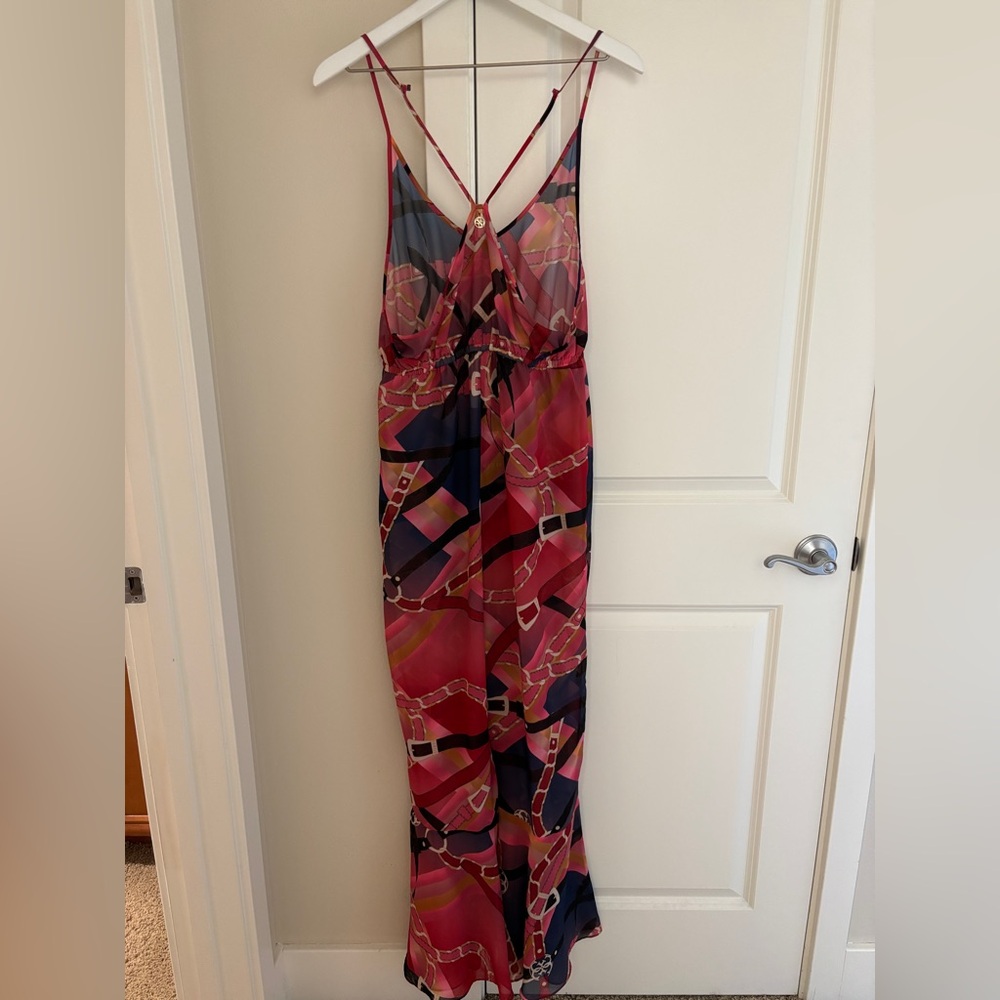 Guess Pastel Belt Print Jumpsuit, Romper with Spaghetti Straps and Ruffle Leg S